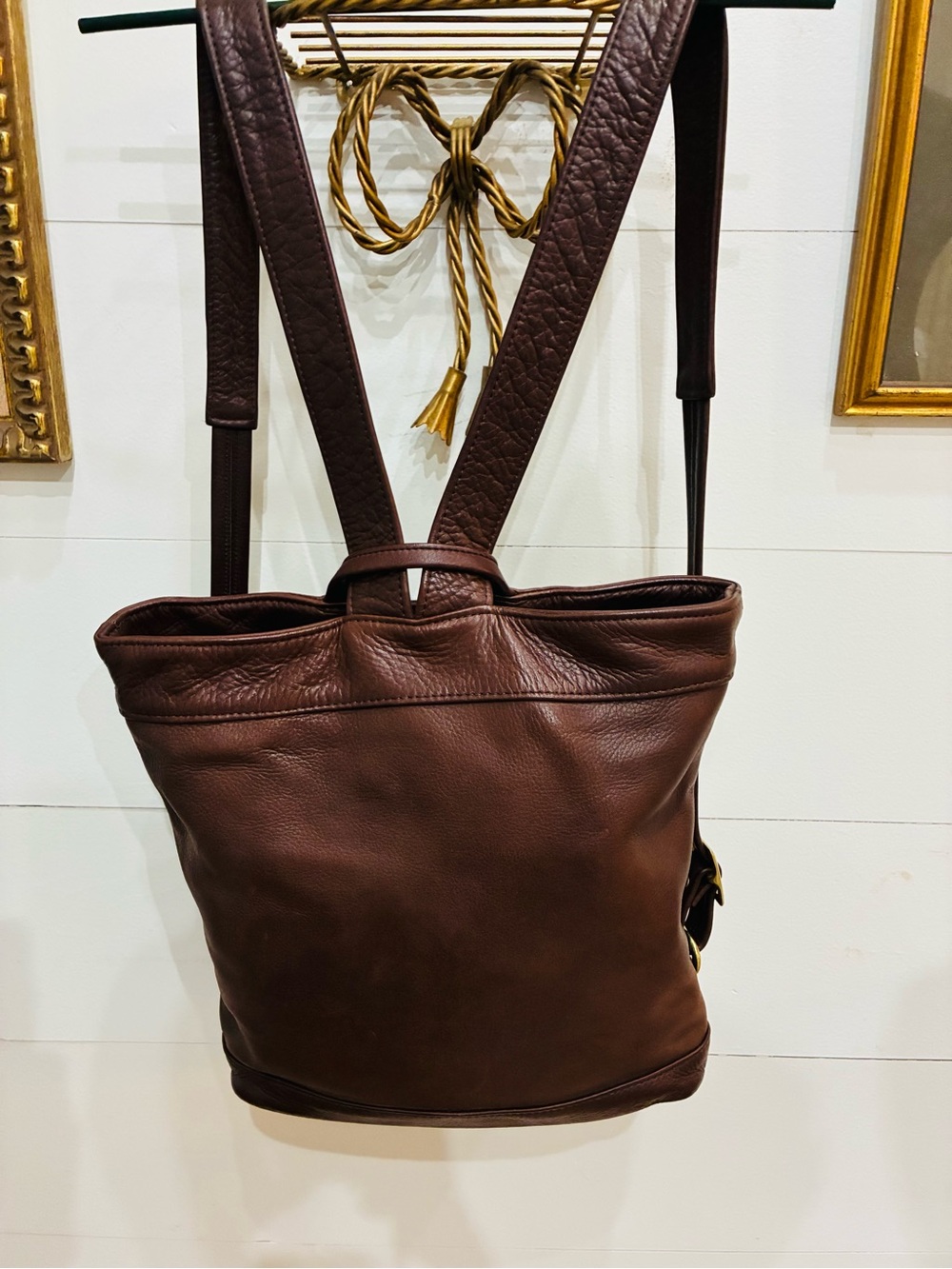 SVEN USA Like New Handcrafted Brown Napa Leather Convertible Backpack Tote -
